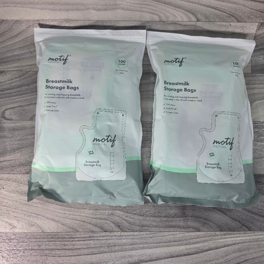 Lot of 2 Motif Medical Breastmilk Storage Bags 8oz Single Use 100 Count Pack x2
